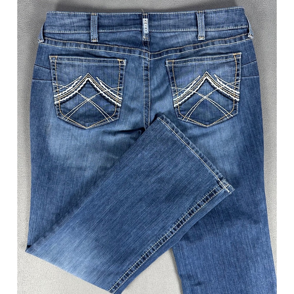 Ariat Jeans 34 Blue REAL Whipstitch Bootcut Embroidered Western Cowgirl Rodeo